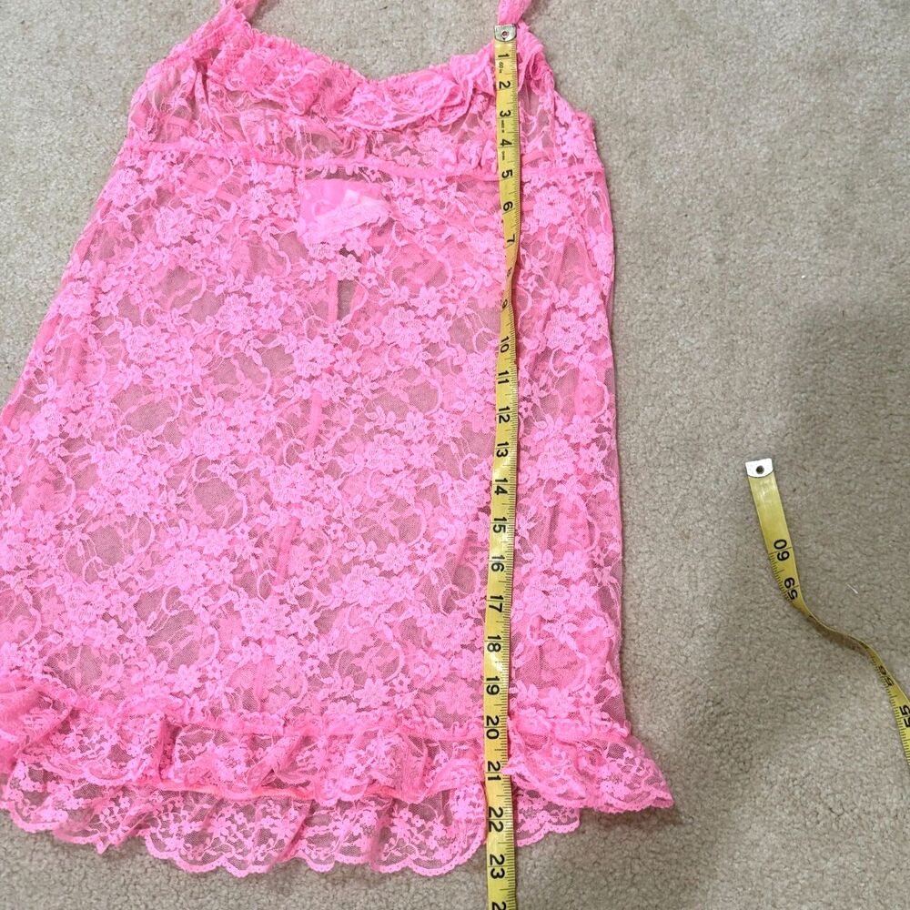 Victoria's Secret Women's Sheer Lace Pink Floral Sexy Babydoll Chemise Size L - Picture 4 of 6